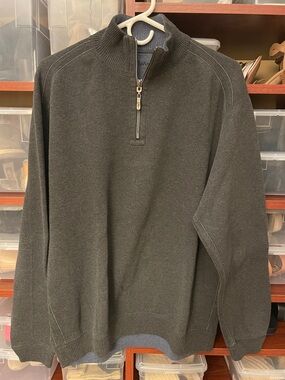 Tommy Bahama Dark Charcoal Half-Zip Sweater